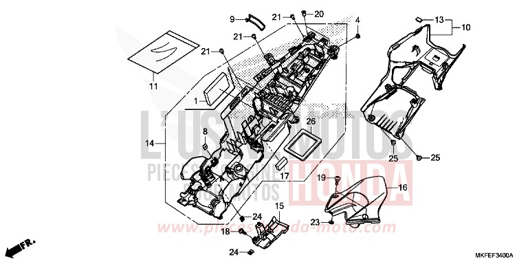 GARDE-BOUE ARRIERE de CBR1000RR SP SP1 SP2 GRAND PRIX RED (R380X) 2019